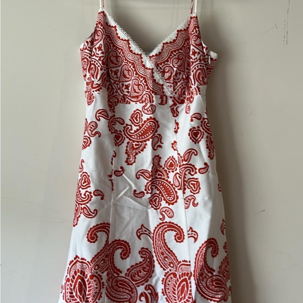 Paisley Print Red and White Dress